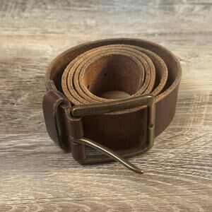 Tommy Hilfiger Brown Leather Belt Genuine Classic Buckle Vintage Y2K Large